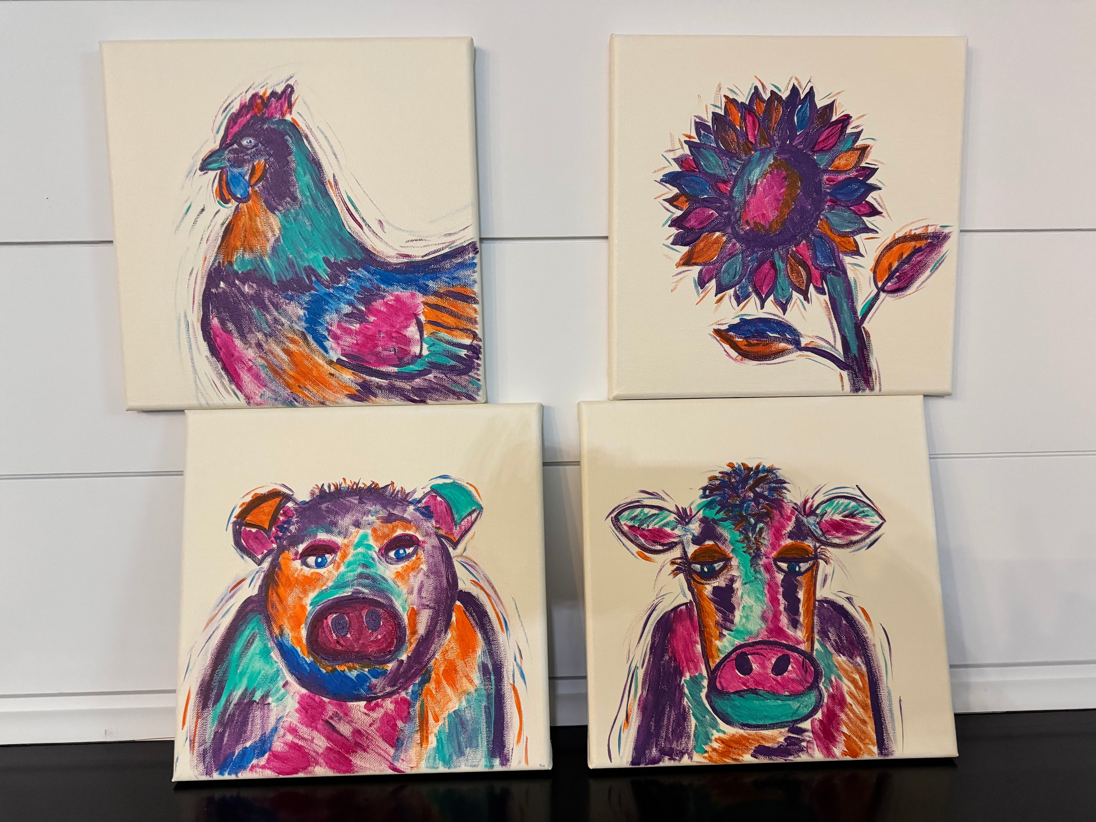 Colorful barnyard (14x14)￼