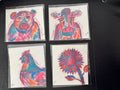 Colorful barnyard prints, set of 4 (8x9)